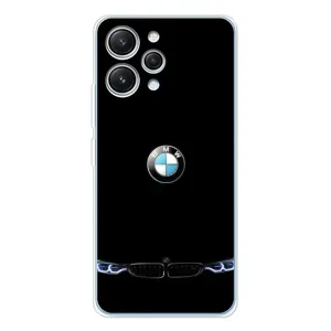 Силиконовый бампер с картинкой машины на Xiaomi Redmi 12 (Черный BMW)