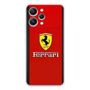 Силиконовый бампер с картинкой машины на Xiaomi Redmi 12 (Ferrari Logo)