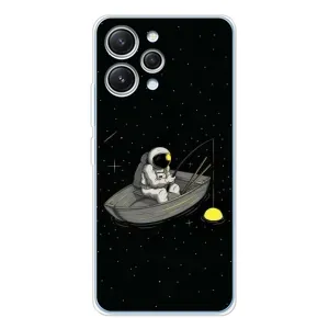 Силіконовый Чохол з принтом "Космонавти" на Xiaomi Redmi 12 (Космонавт на рибалці)