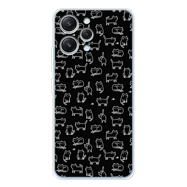 Чехол с рисунком «Котики на черном» для Xiaomi Redmi 12 Чехол с рисунком «Котики на черном» для Xiaomi Redmi 12