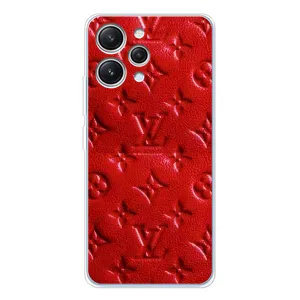 Текстурний Чохол Louis Vuitton для Редмі 12 (Червоний ЛВ)