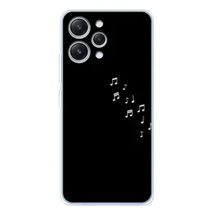 Чохол з картинками на чорному фоні для Xiaomi Redmi 12 (Ноти)