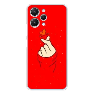 Чохол (Знак сердечка) для Xiaomi Redmi 12 (Сердечко на червоному)