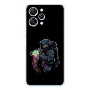 Силіконовый Чохол з принтом "Космонавти" на Xiaomi Redmi 12 (В руках земля)