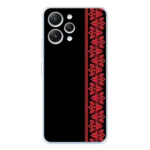Силиконовый Чехол на Xiaomi Redmi 12 с картинкой Вышиванки (Вышиванка на черном)