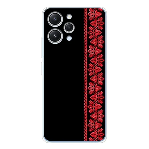 Чехол с рисунком «Вышиванка на черном» для Xiaomi Redmi 12 Чехол с рисунком «Вышиванка на черном» для Xiaomi Redmi 12