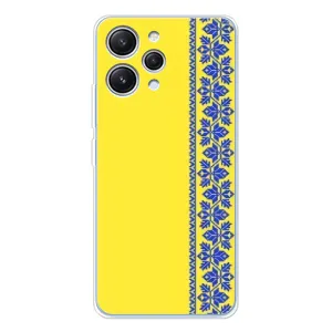 Силиконовый Чехол на Xiaomi Redmi 12 (Вышиванка на желтом)
