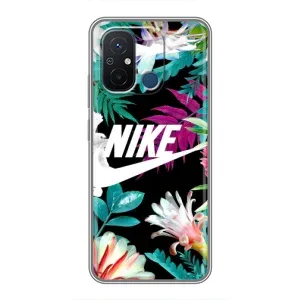 Силіконовый Чохол на Xiaomi Redmi 12C з картинкою НАЙК (Квітковий Nike)