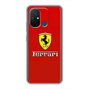 Силиконовый бампер с картинкой машины на Xiaomi Redmi 12C (Ferrari Logo)