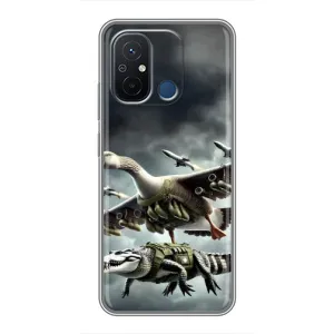 Чехол с мемами тралалело тралала для Xiaomi Redmi 12C (Гусини и крокодило)