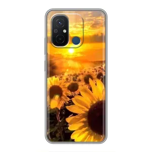 Чехол с Цветами для Xiaomi Redmi 12C (поле подсолнухов)