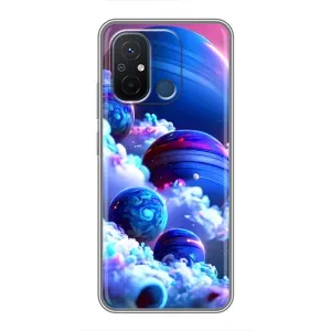 Чехлы КОСМОС для Xiaomi Redmi 12C (Синие планеты)