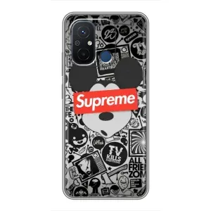Чехол с Брендами одежды на Редми 12с (Supreme Маус)
