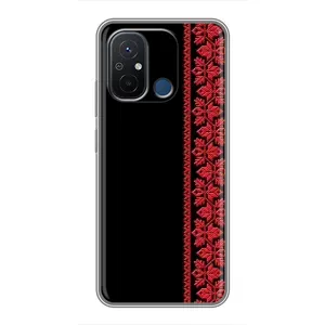 Силиконовый Чехол на Xiaomi Redmi 12C с картинкой Вышиванки (Вышиванка на черном)