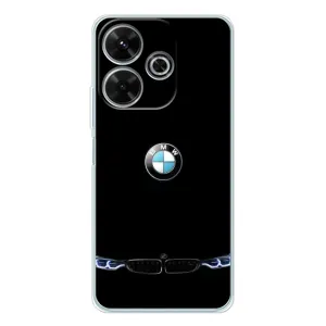 Силиконовый бампер с картинкой машины на Xiaomi Redmi 13 (Черный BMW)