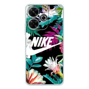 Силіконовый Чохол на Xiaomi Redmi 13 з картинкою НАЙК (Квітковий Nike)