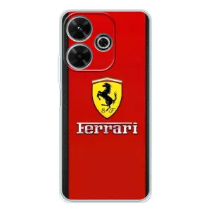 Силиконовый бампер с картинкой машины на Xiaomi Redmi 13 (Ferrari Logo)