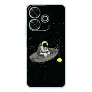 Силиконовый Чехол с принтом "Космонавты" на Xiaomi Redmi 13 (Космонавт на рыбалке)