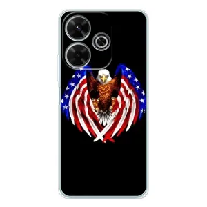Чехол Флаг USA для Xiaomi Redmi 13 (Крылья США)