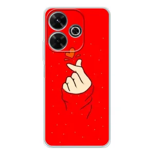 Чехлы (Знак сердечка) на Xiaomi Redmi 13 (Сердце на красном)