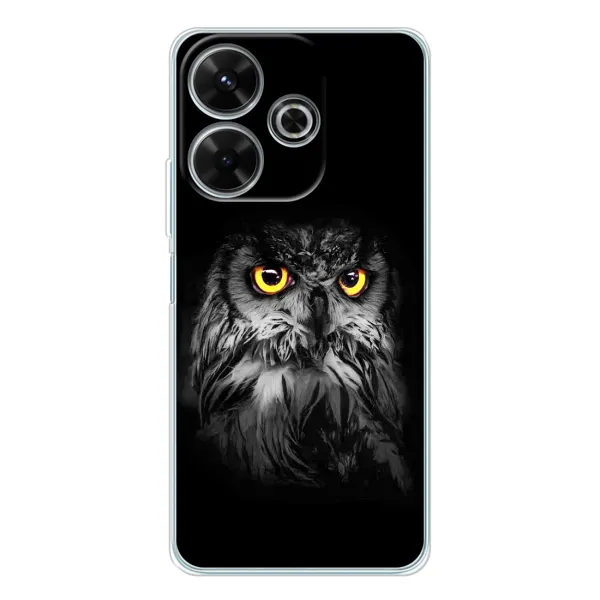 Чехол с рисунком «Сова на чёрном» для Xiaomi Redmi 13 Чехол с рисунком «Сова на чёрном» для Xiaomi Redmi 13