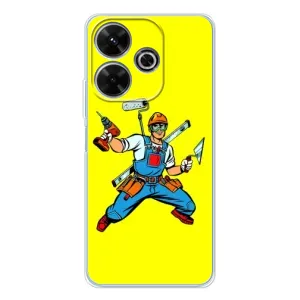 Силиконовый бампер (Работники) на Xiaomi Redmi 13 (Строитель)