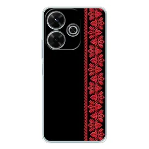 Силиконовый Чехол на Xiaomi Redmi 13 с картинкой Вышиванки (Вышиванка на черном)