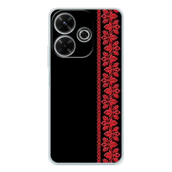 Чехол с рисунком «Вышиванка на черном» для Xiaomi Redmi 13 Чехол с рисунком «Вышиванка на черном» для Xiaomi Redmi 13