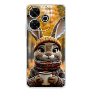 Друкований чохол 'Звірята з кавою' для Xiaomi Redmi 13 (Зайчик з кавою)