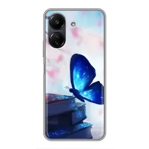 Силіконовий бампер з картинкою звірів для Xiaomi Redmi 13C (Метелик синій)