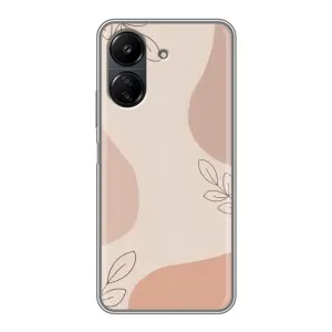 Чехол цветочный дизайн для Xiaomi Redmi 13C (Коричневый фон)