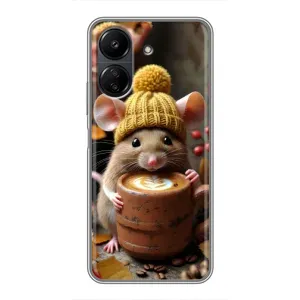 Друкований чохол 'Звірята з кавою' для Xiaomi Redmi 13C (Мишка з кавою)