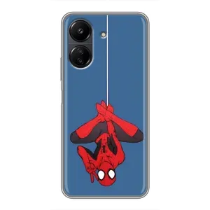 Чехол Супергерой Человека Паука на Xiaomi Redmi 13C (На паутине)
