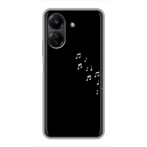 Чехол с картинками на черном фоне для Xiaomi Redmi 13C (Ноты)