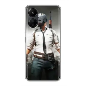 Силиконовый чехол с картинкой "Герой Pubg" на Xiaomi Redmi 13C (Пабг)