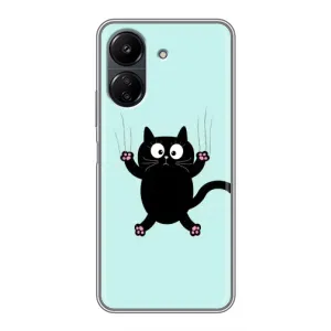 Силіконовий чохол з котиком для Xiaomi Redmi 13C (Падаючий кіт)