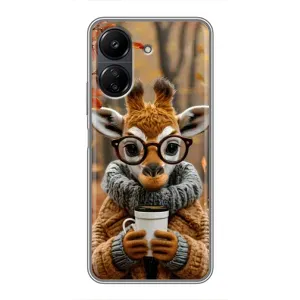 Друкований чохол 'Звірята з кавою' для Xiaomi Redmi 13C (Жираф з кавою)