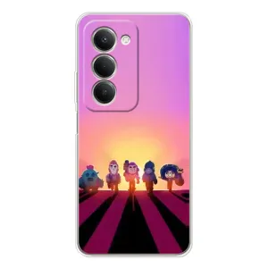 Силиконовый Чехол на Xiaomi Redmi 15 5G с картинкой Brawl Stars (Персонажи в закате)