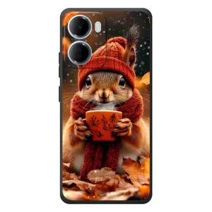 Печатный чехол «Зверята с кофе» для Xiaomi Redmi 15a (Белка с кофе)