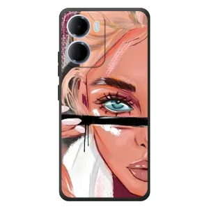 Силіконовый Чохол на Xiaomi Redmi 15a з картинкой Модных девушек (Дівчина та вії)