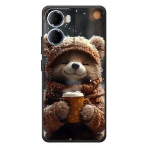 Печатный чехол «Зверята с кофе» для Xiaomi Redmi 15a (Медвежонок с кофе)