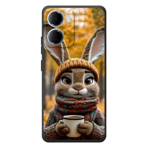 Печатный чехол «Зверята с кофе» для Xiaomi Redmi 15a (Зайчик с кофе)