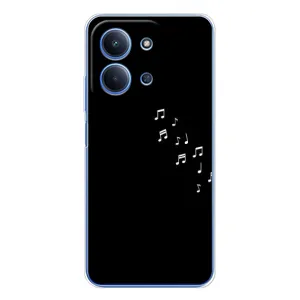 Чехол с картинками на черном фоне для Xiaomi Redmi 15C 5g (Ноты)