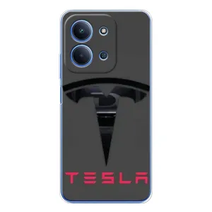 Силіконовий бампер з картинкою машини на Xiaomi Redmi 15C 5g (Logo TESLA)