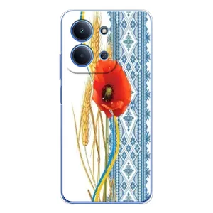 Силиконовый Чехол на Xiaomi Redmi 15C с картинкой Вышиванки (Вышиванка с цветком)