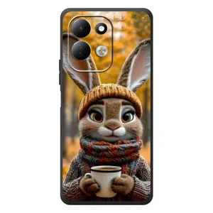 Печатный чехол «Зверята с кофе» для Xiaomi Redmi 17 (Зайчик с кофе)