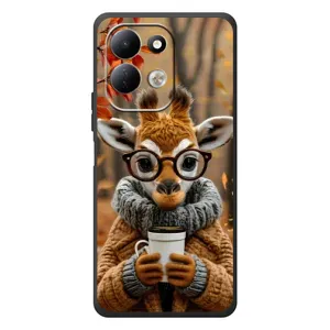 Друкований чохол 'Звірята з кавою' для Xiaomi Redmi 17 (Жираф з кавою)