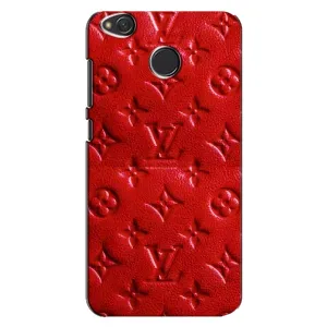 Текстурный Чехол Louis Vuitton для Редми 4х (Красный ЛВ)