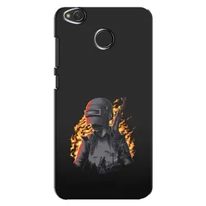 Силиконовый чехол с картинкой "Герой Pubg" на Xiaomi Redmi 4X (В огне)
