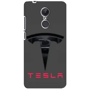 Силиконовый бампер с картинкой машины на Xiaomi Redmi 5 Plus (Logo TESLA)